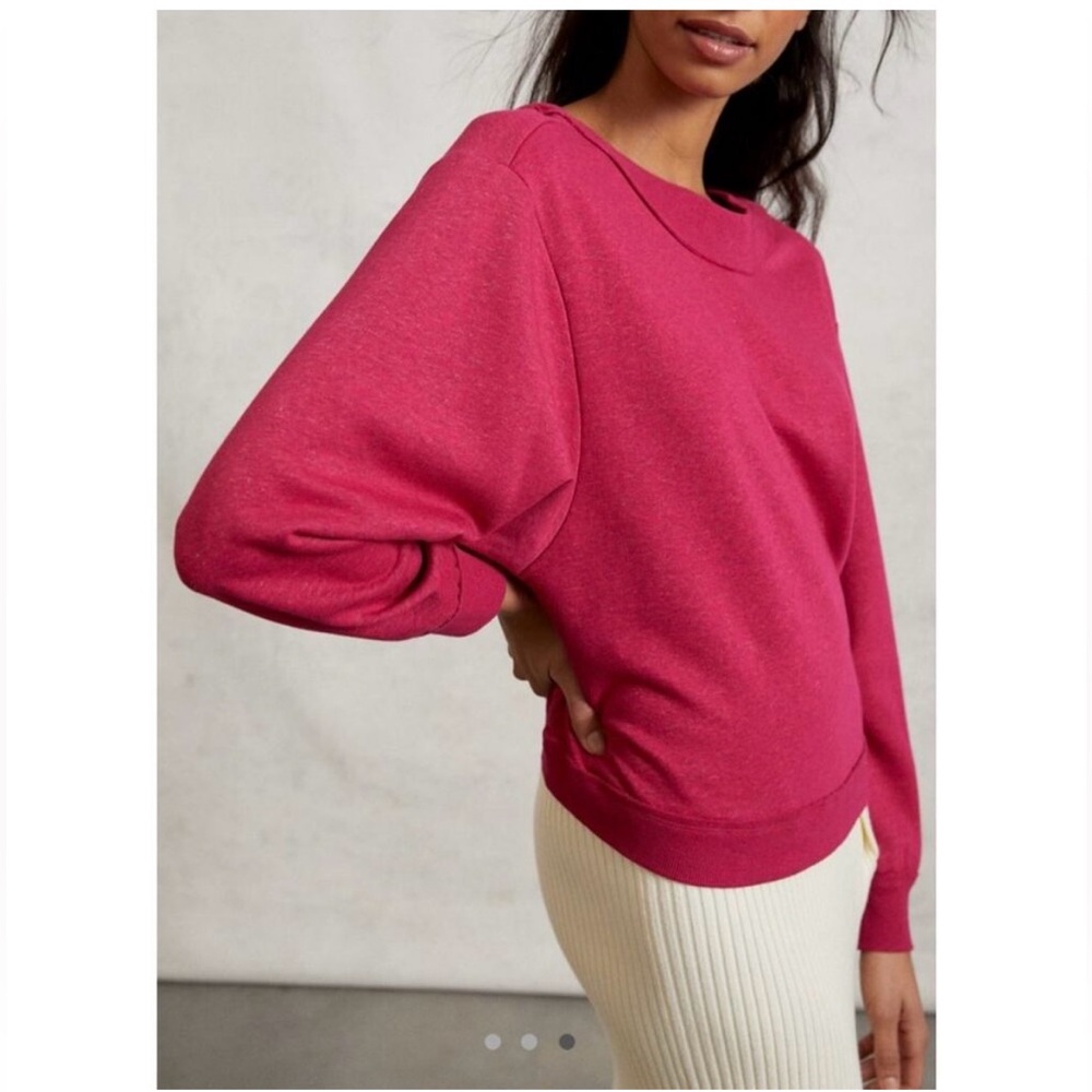 Pilcro Ryanne Open Back Sweatshirt‎ Magenta Pink by Anthropologie Size XL - Picture 2 of 8